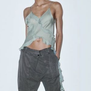 Semi/sheer ruffle tank